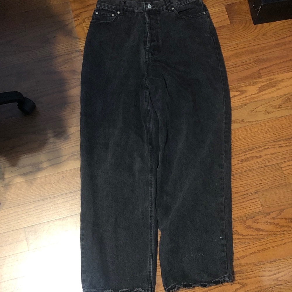 Balenciaga Style High-Waisted Black Washed Denim Jeans